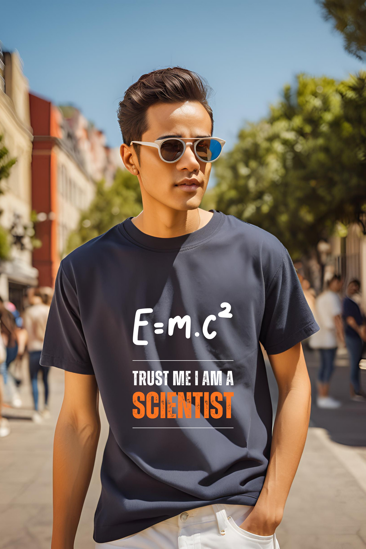 Unisex Navy-Blue "Funny Physics Quote" Premium Supima T-shirt