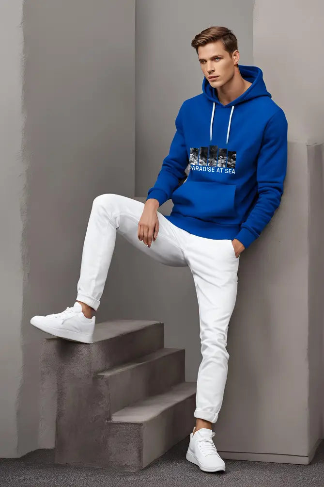 blue hooded sweatshirt