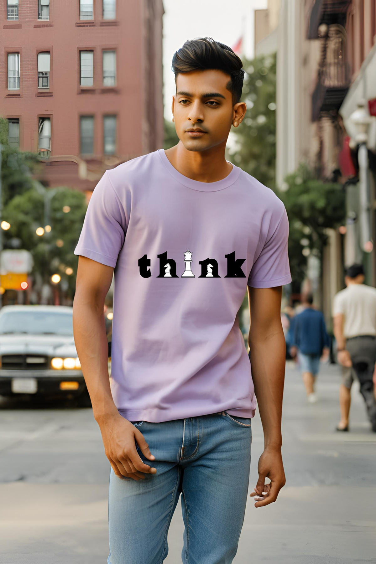 Unisex Lavender "Think Chess" Premium Supima T-shirt