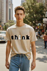 Unisex Beige "Think Chess" Premium Supima T-shirt