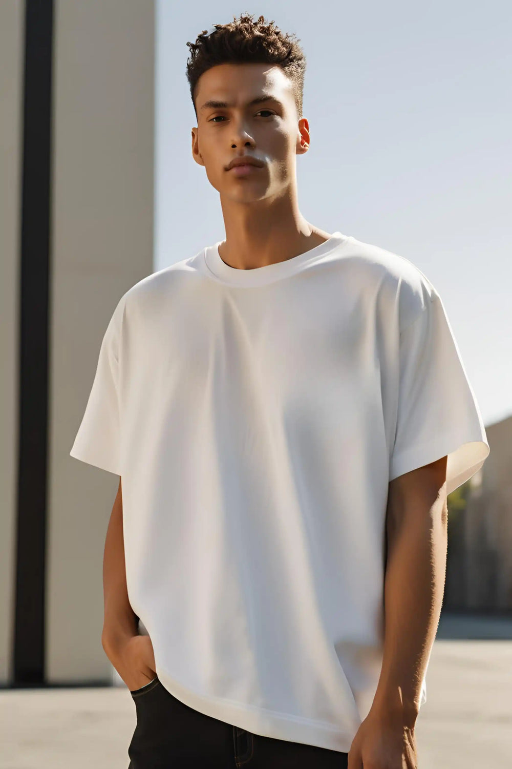 Unisex White Oversized Plain Tshirt