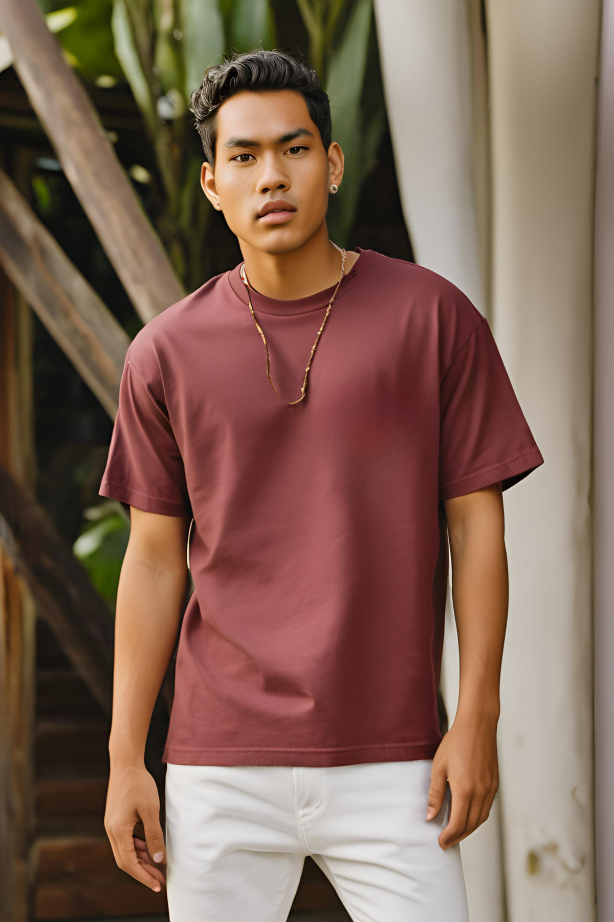 Unisex Round Neck Plain Maroon Half Sleeve Premium Supima T-shirt